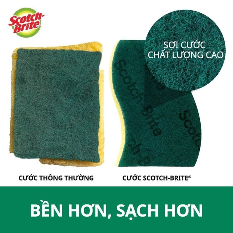 Scotch-brite™ cước siêu sạch có mút - 115 mm x 70 mm - Gói 3, , large image number null